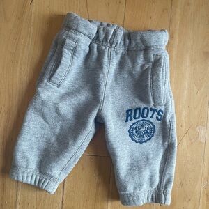 Roots Kids Gray Joggers with Blue Logo